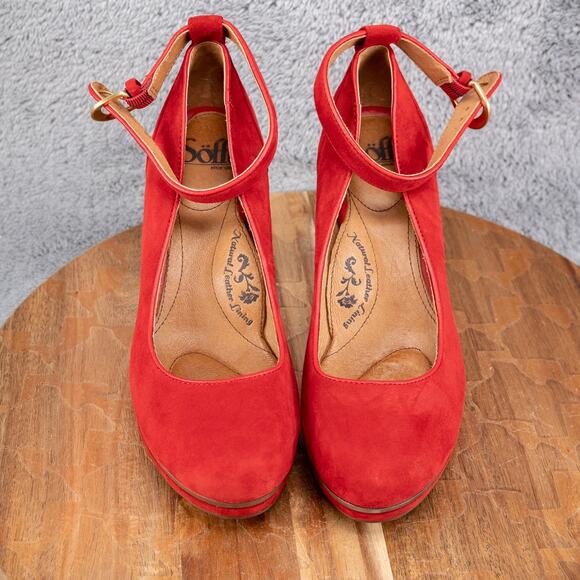 Sofft Red Manhattan Suede Mary Jane Style Pumps Size 8 - Picture 2 of 9